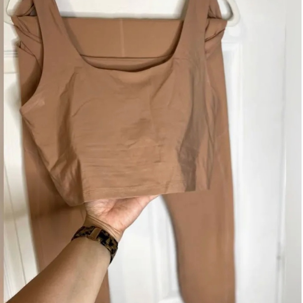 Fabletics Lydia Built-in Bra Tank & Leggings Set in Nude